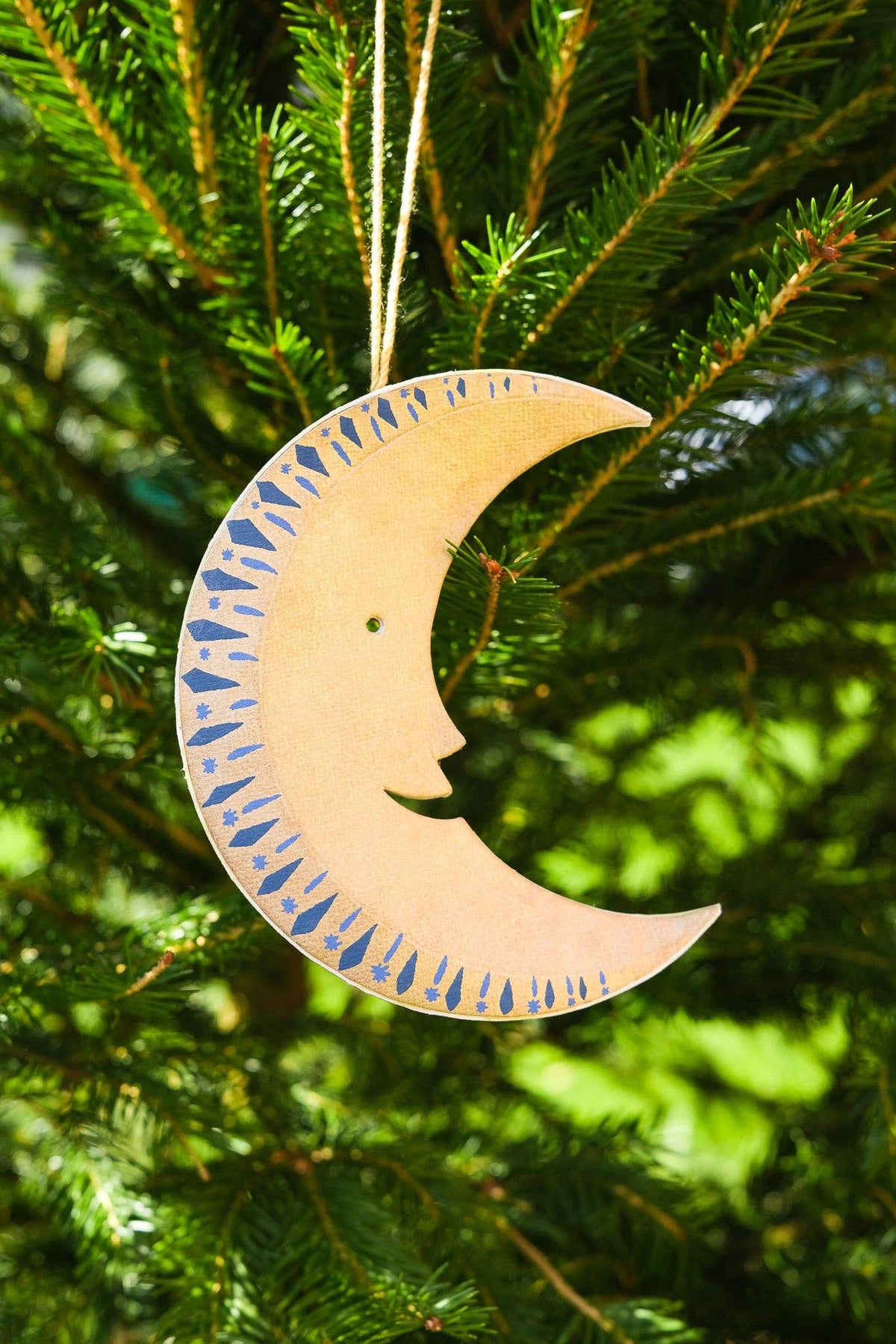 Golden Man on the Moon hanging board decoration made from recycled paper