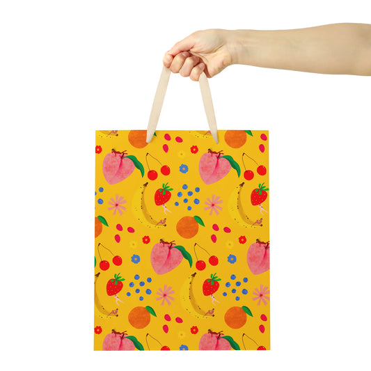 Carolyn Suzuki Fruitastic Medium Gift Bag with yellow fruit illustration