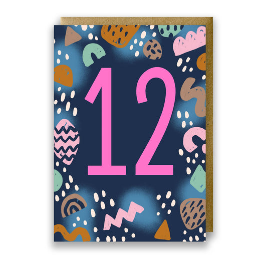 Teen Neon Age 12 Birthday Card