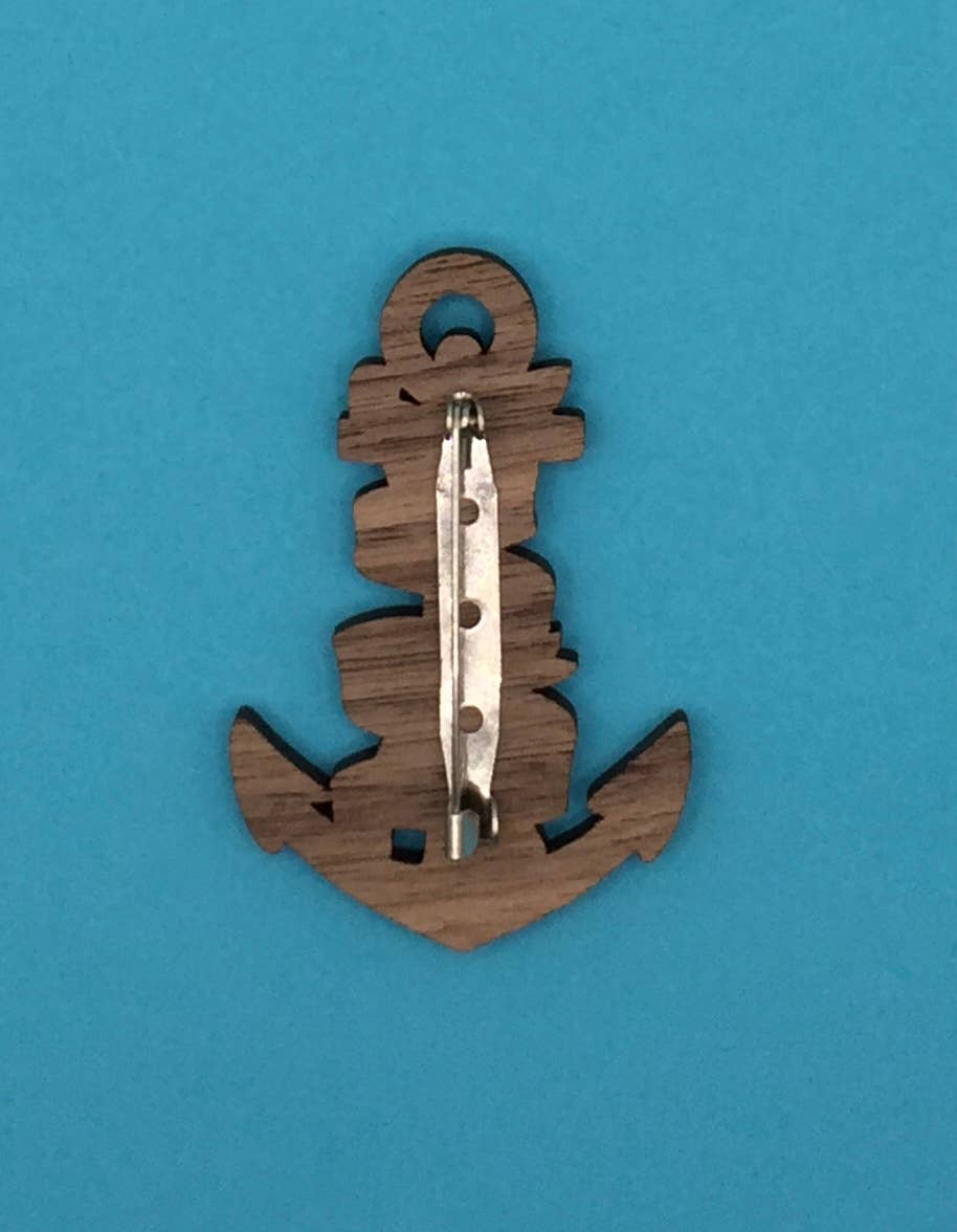 Handmade wooden anchor badge by Su Owen