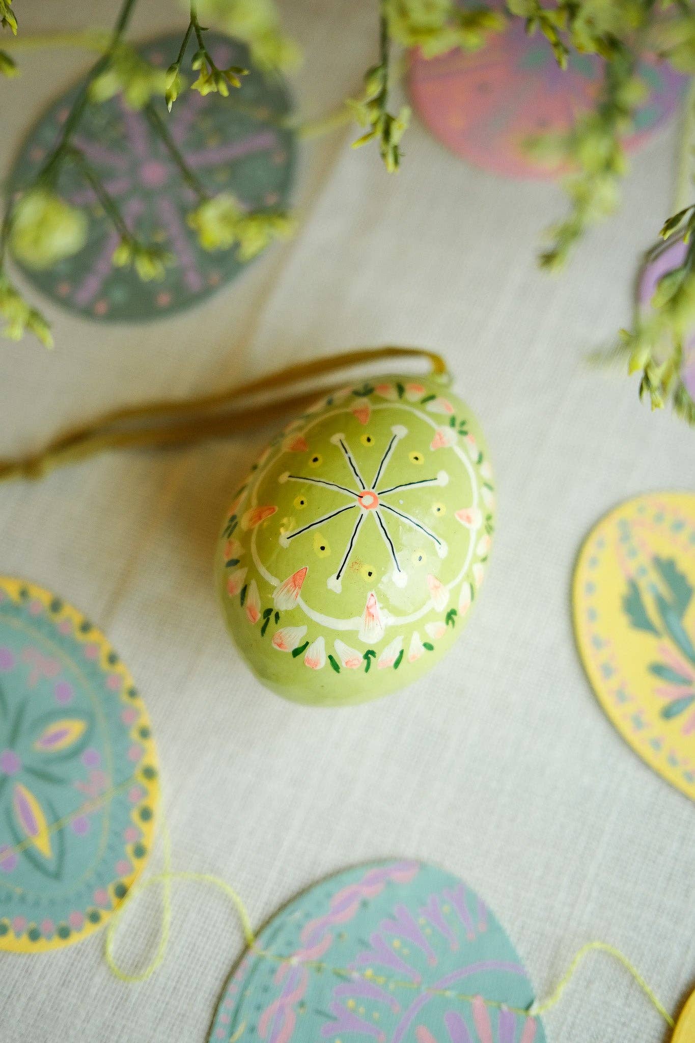 Vibrant Yellow Hand-Painted Spring Ornament