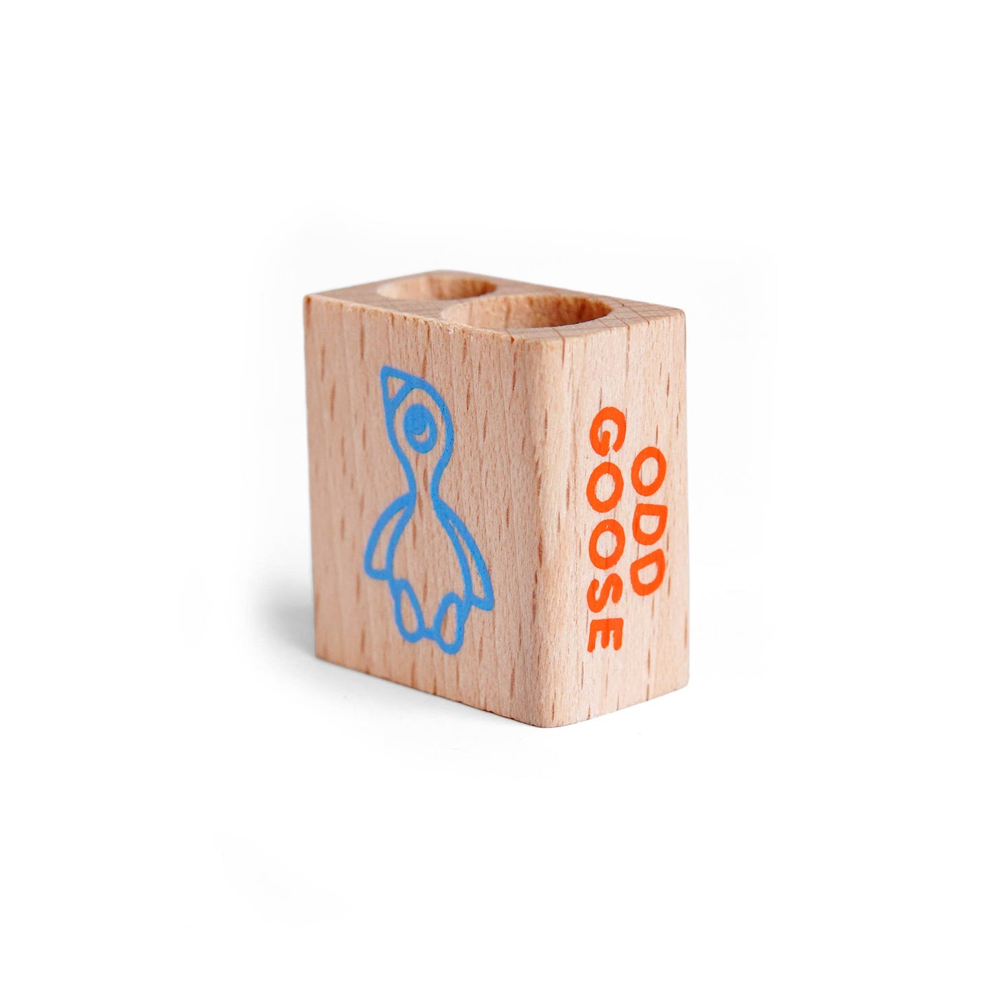 Odd Goose Wooden Double Sharpener with rainbow foil goose