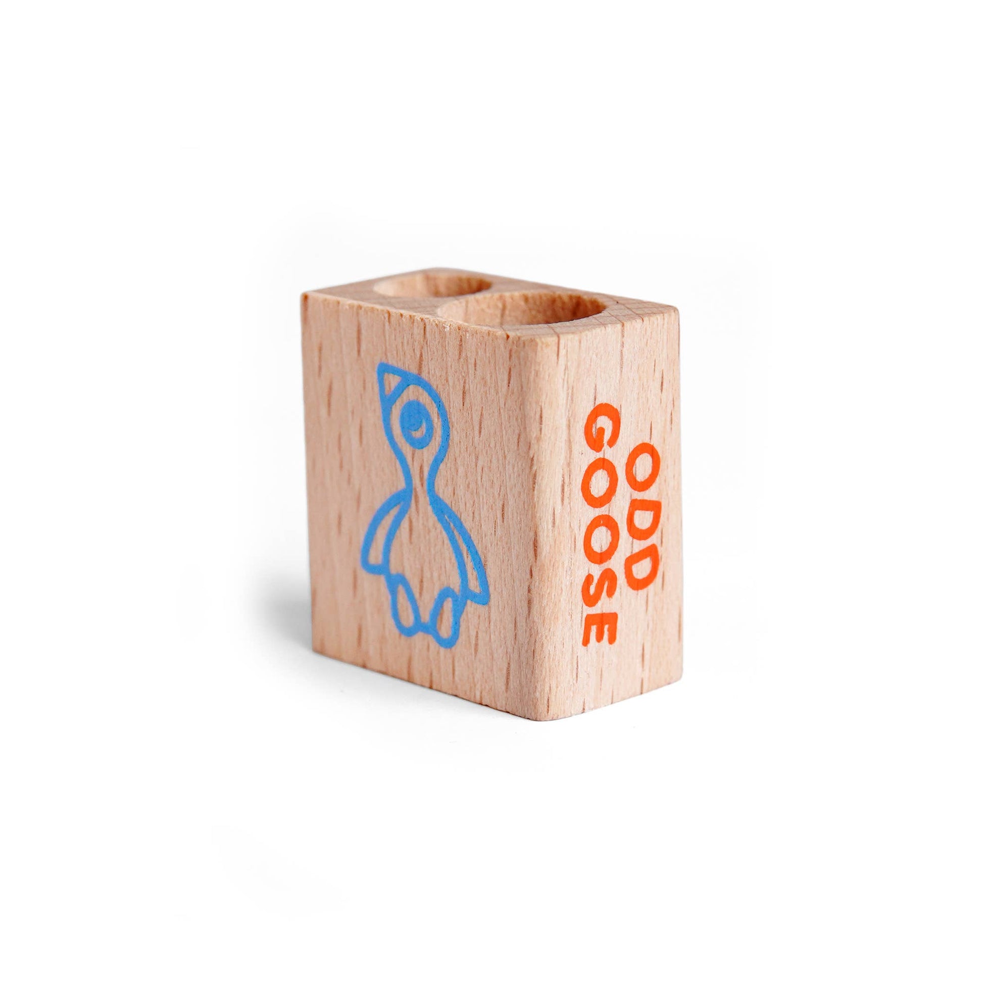 Odd Goose Wooden Double Sharpener with rainbow foil goose