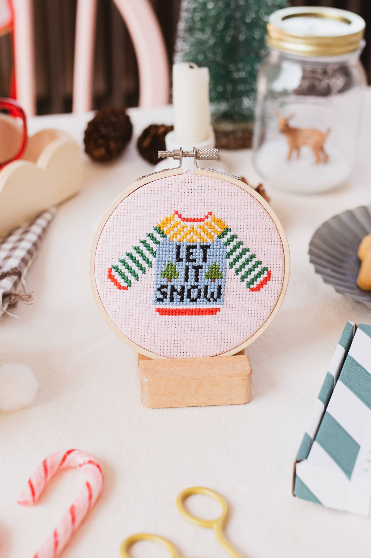 Let It Snow Sweater Beginner Counted Cross Stitch Kit packaging