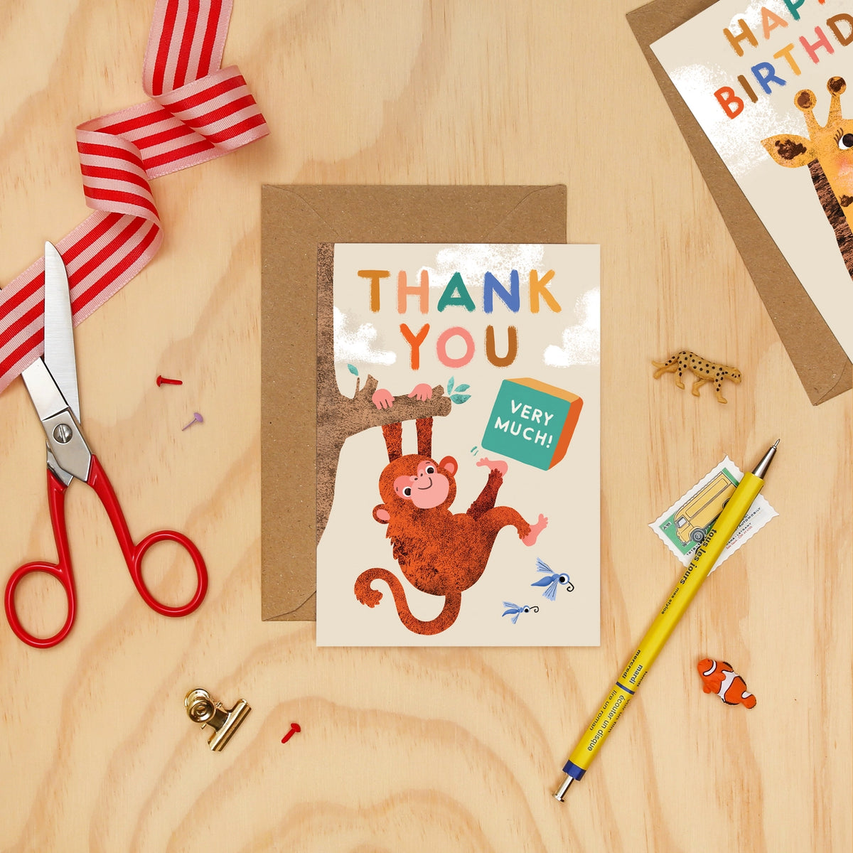 Lion and bear thank you card designs