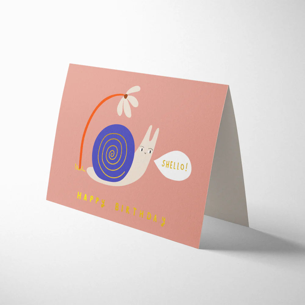 Snail Birthday Card by Aless Baylis with Kraft envelope