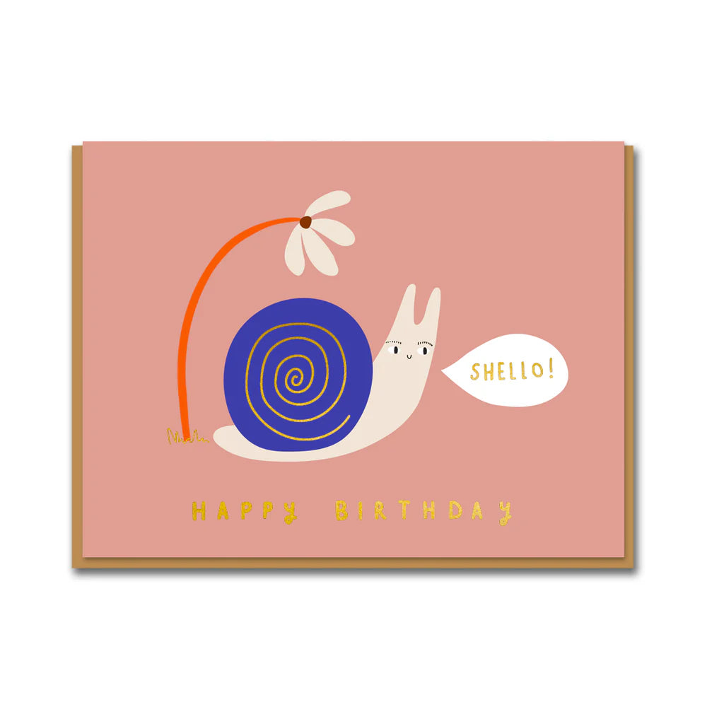 Snail Birthday Card with gold foil details by Aless Baylis