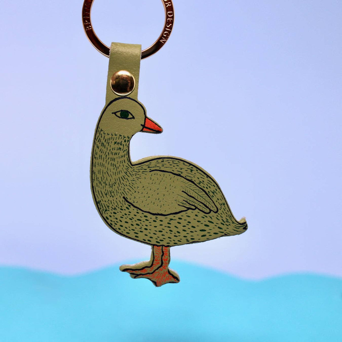 Silly Goose hot foil embossed leather key fob detail