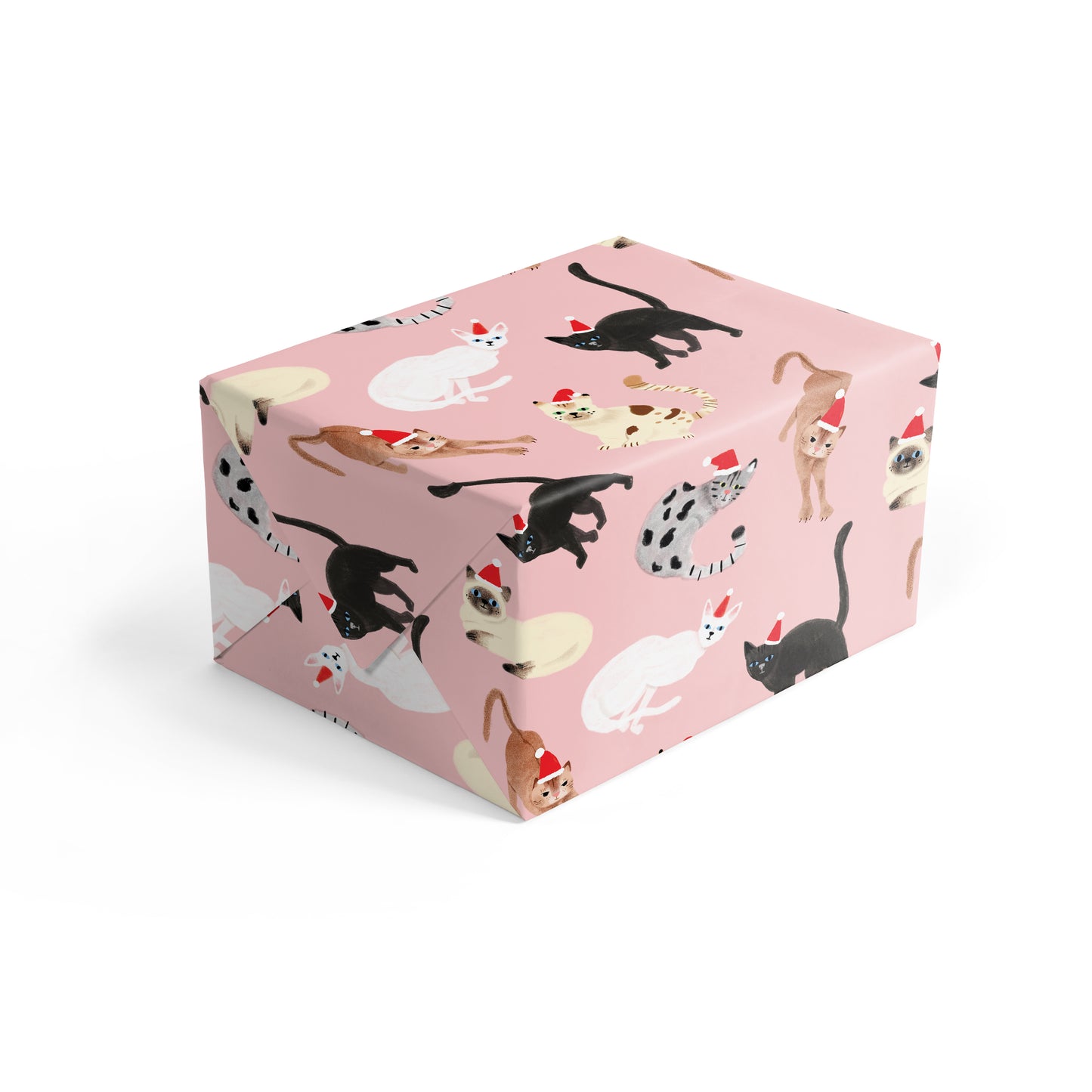 Sustainably certified Carolyn Suzuki Festive Feline wrapping paper roll printed on recycled paper