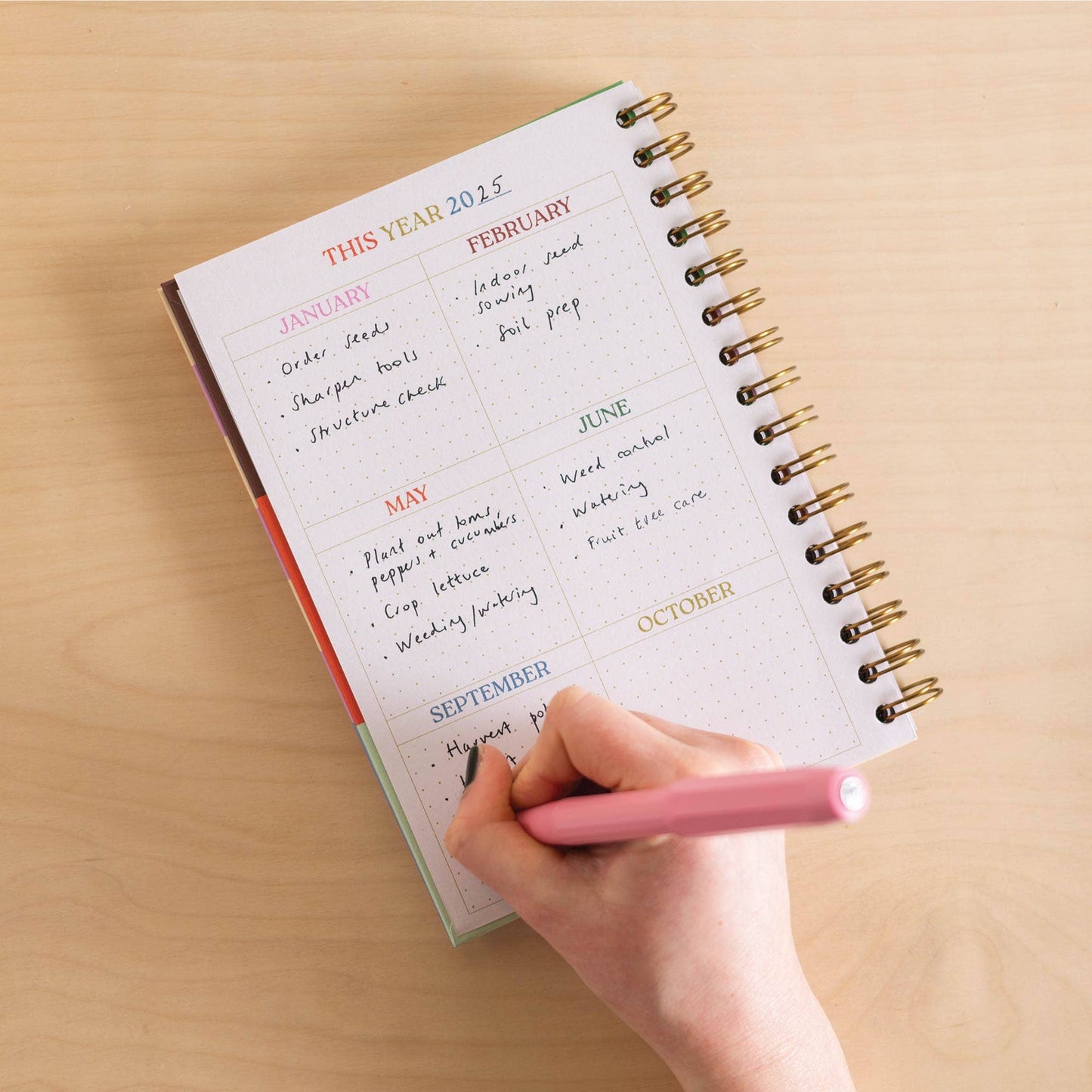 Open A5 In Bloom Gardeners Journal showing 'Seasonal To Do List' page