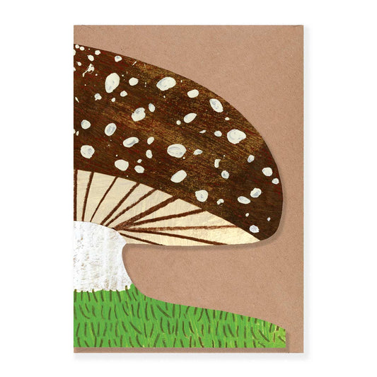 Brown Mushroom Die-Cut Greeting Card by Alice Lickens
