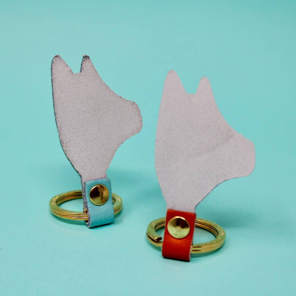 Red Sustainable Leather Dog Keyring