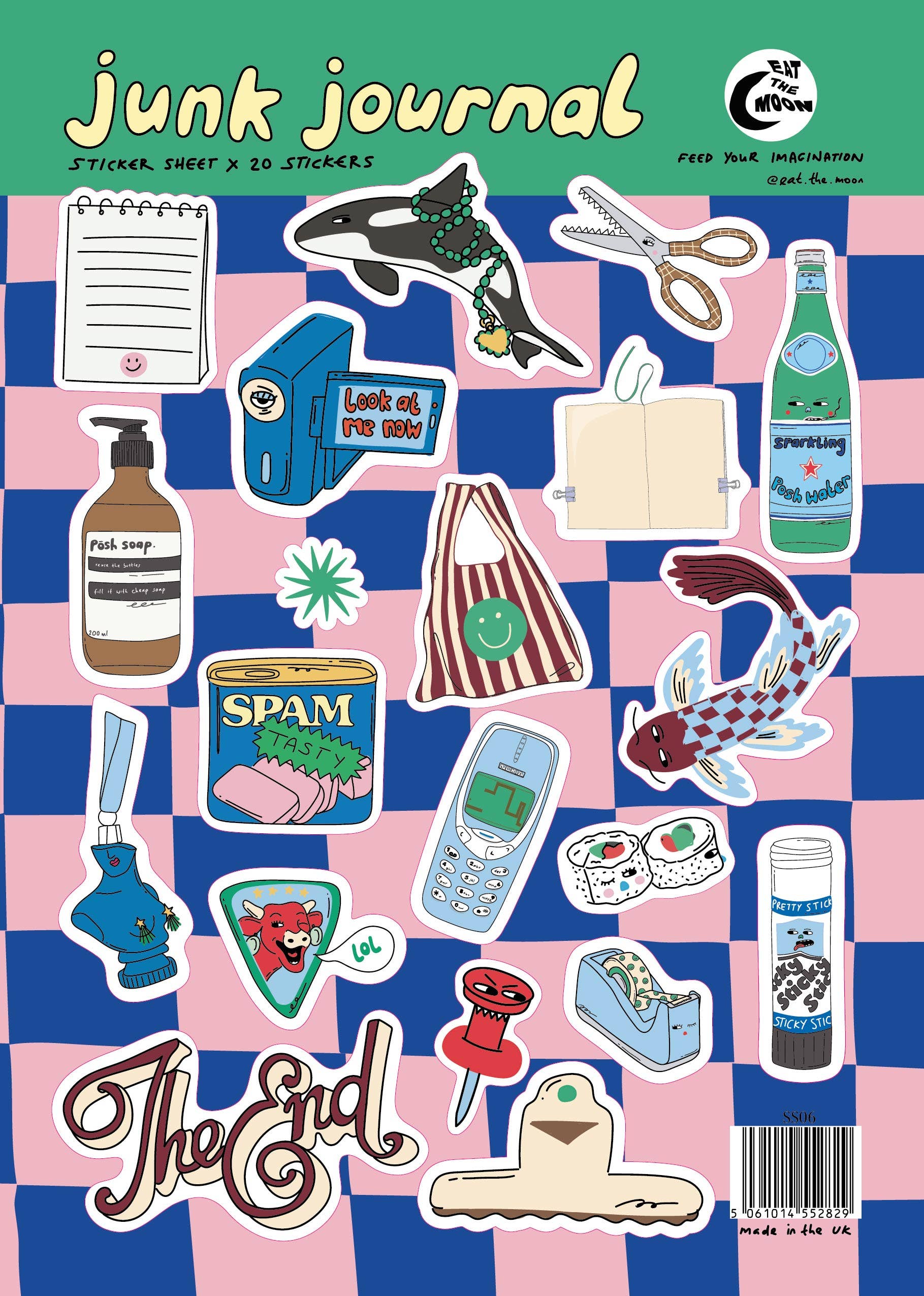 A5 vinyl sticker sheet featuring junk journal trinkets and charms