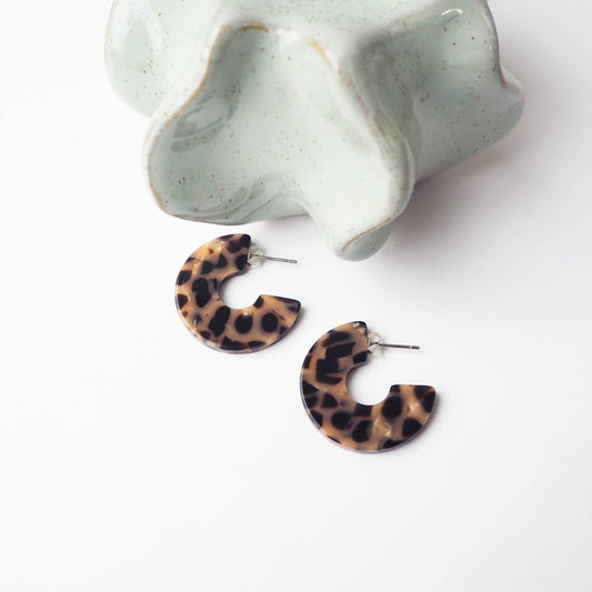 Chunky 3cm acetate hoop earrings with hypoallergenic surgical steel posts