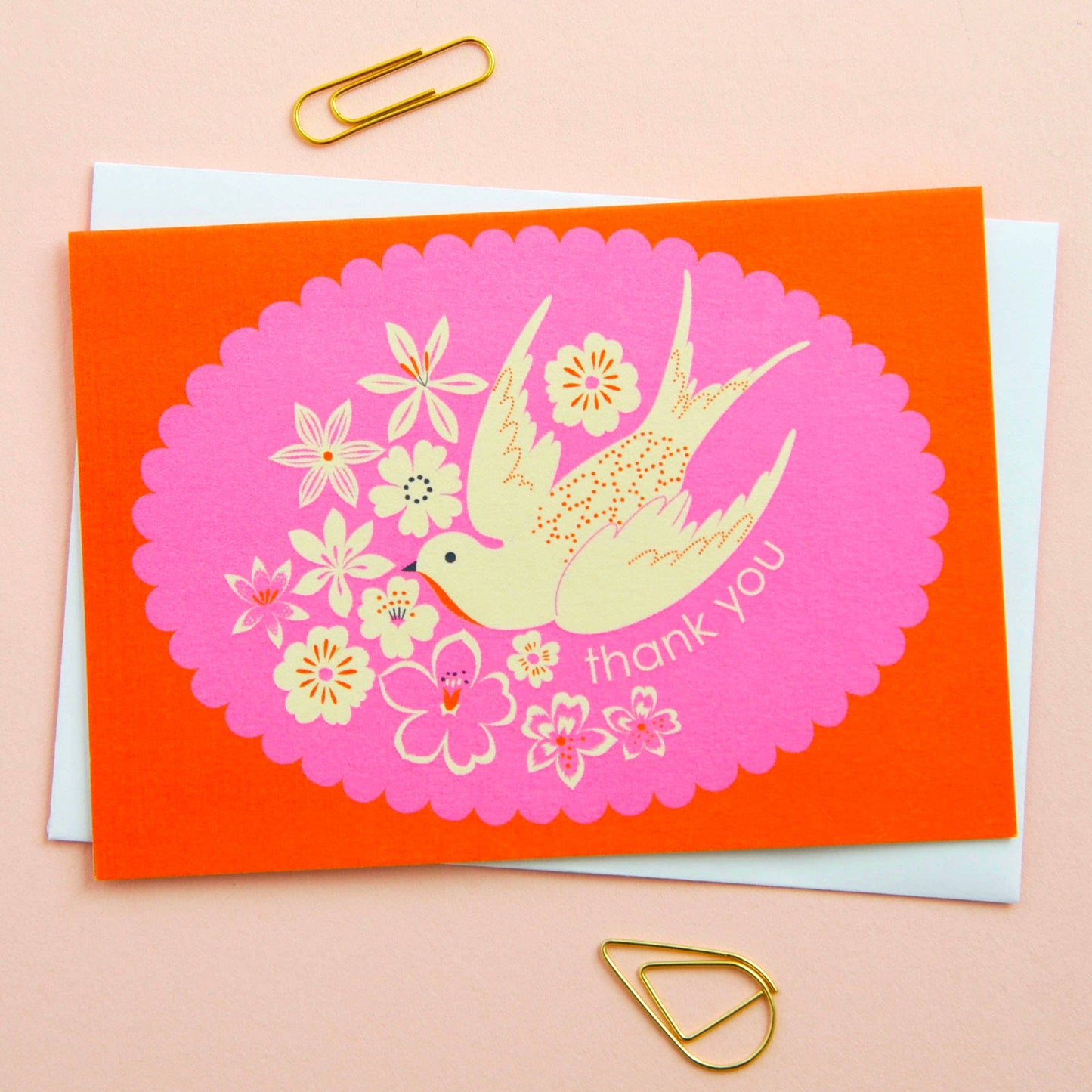 Birds & Borders Thank You Notecard Set, sustainable UK printed stationery