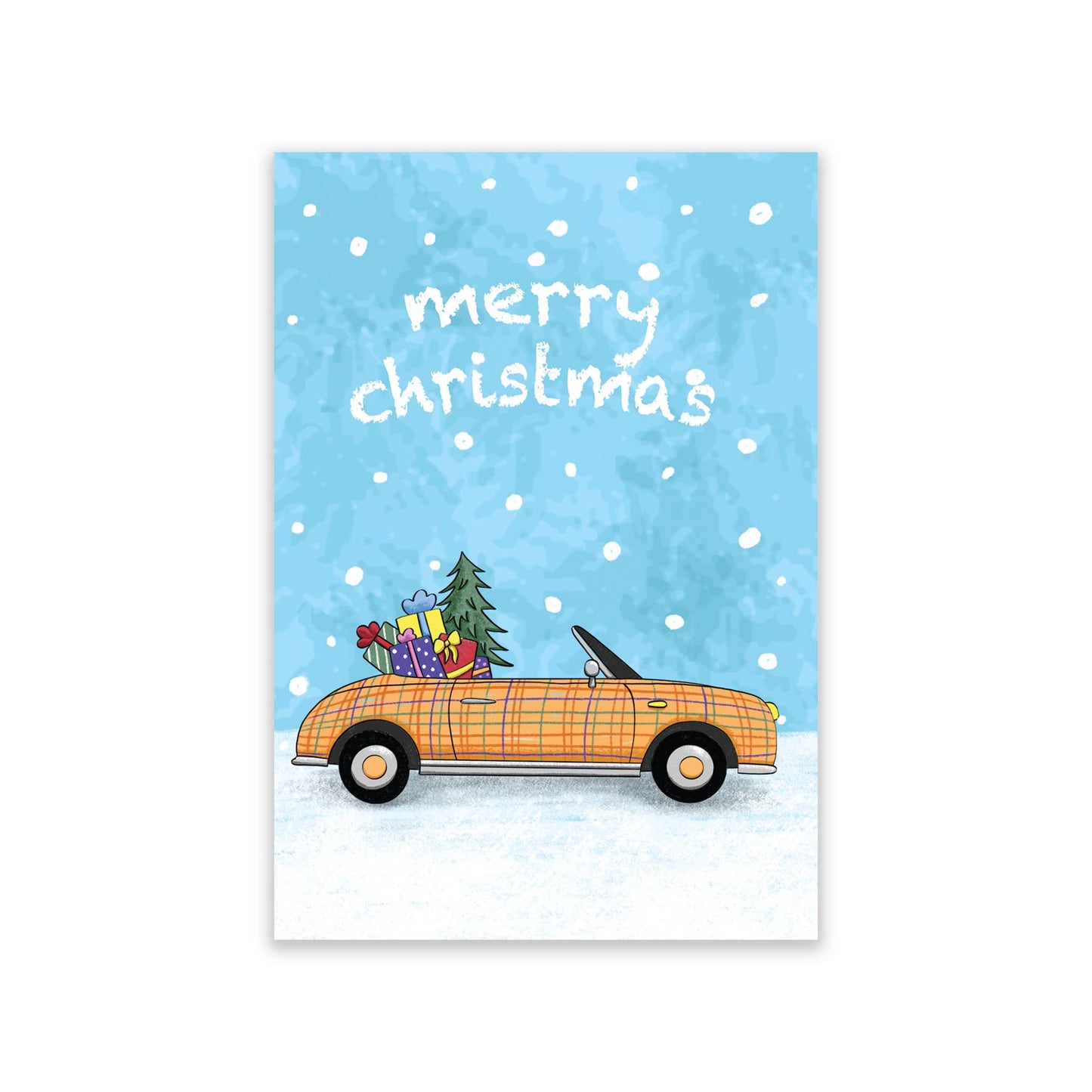 Pack of 16 mini Christmas cards with retro vehicles