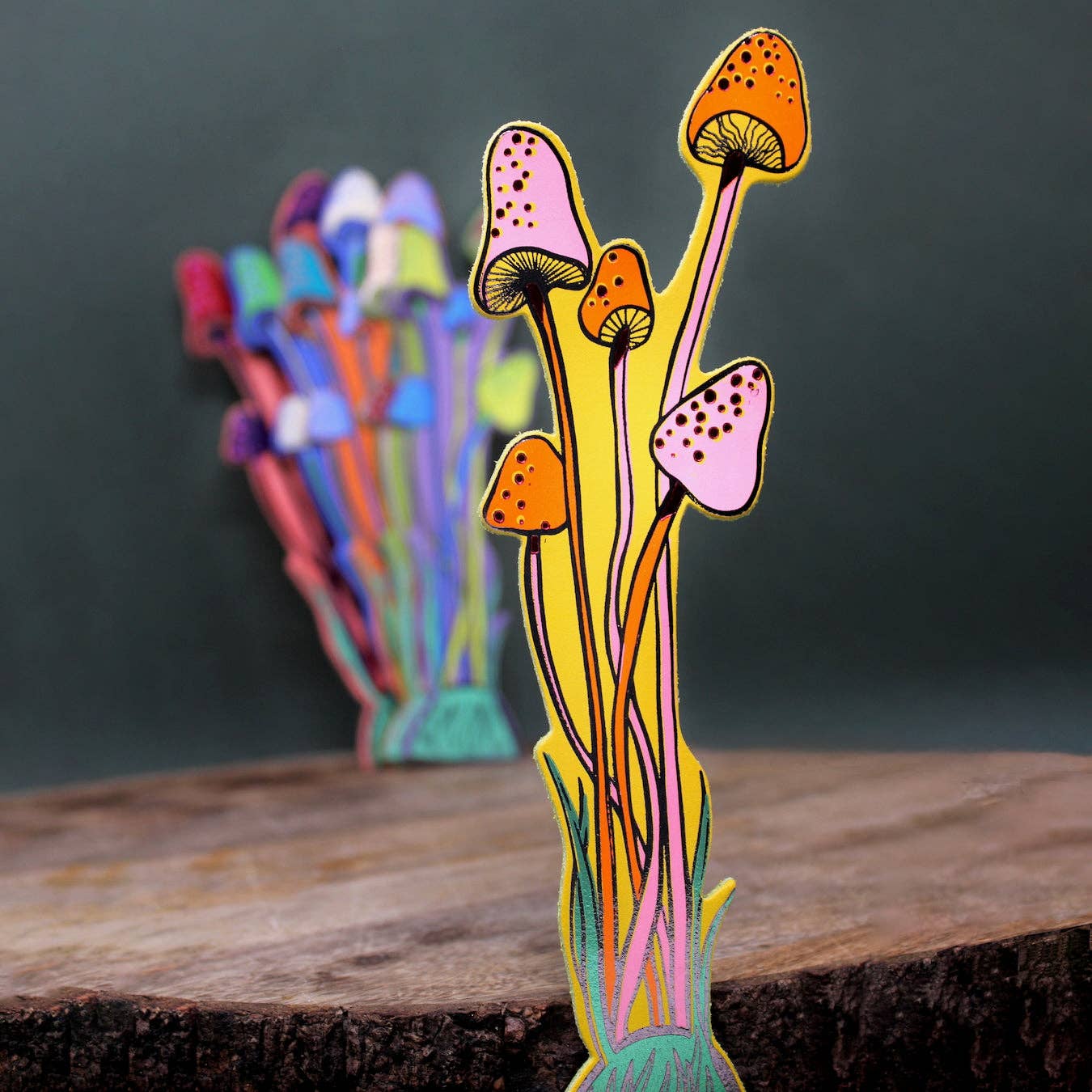 Magical mushroom bookmark in a storybook