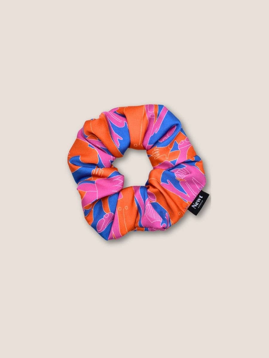 Yammy's Dancers Print Recycled Hair Scrunchie in Blue and Pink