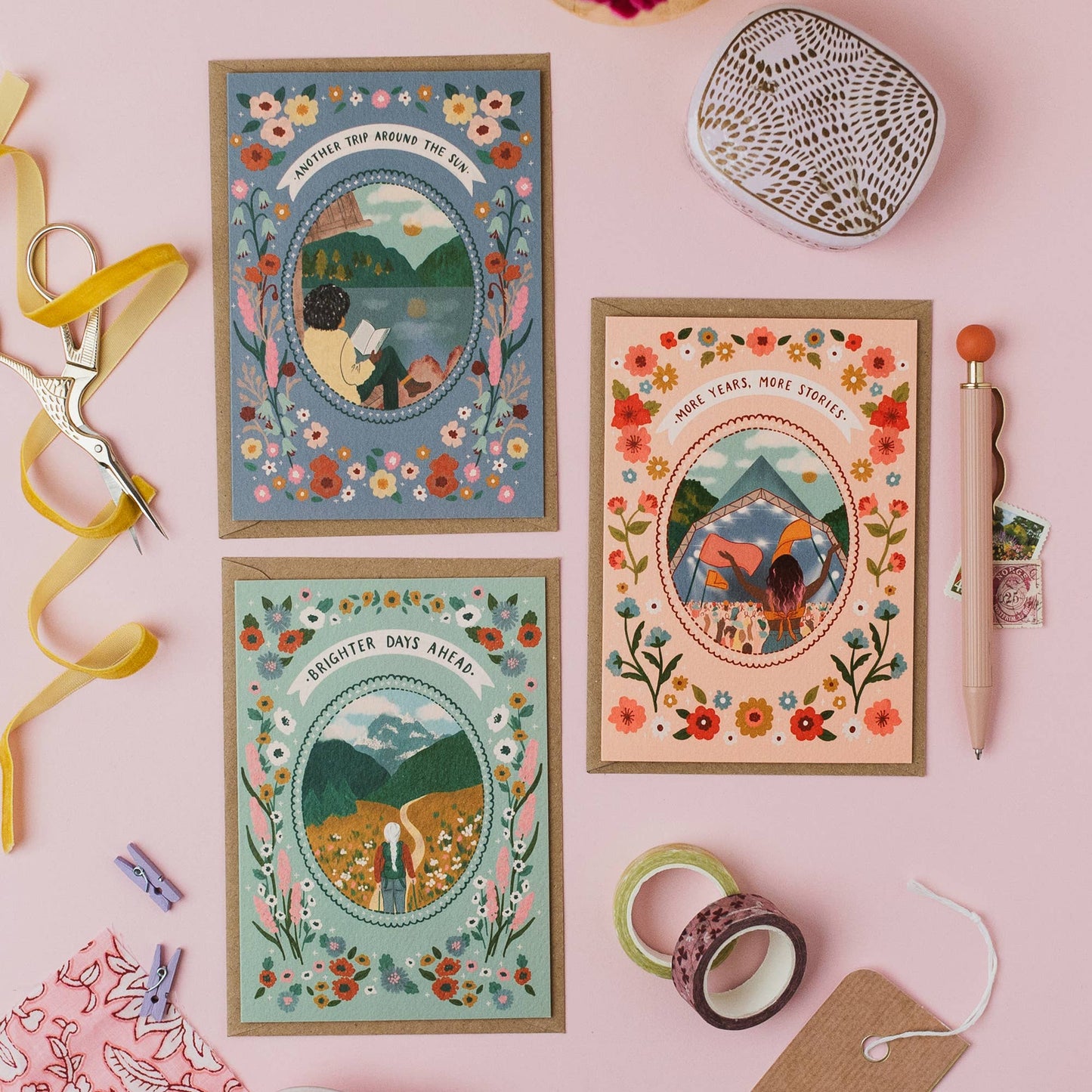 Plastic-free birthday card with beautiful wildflower borders