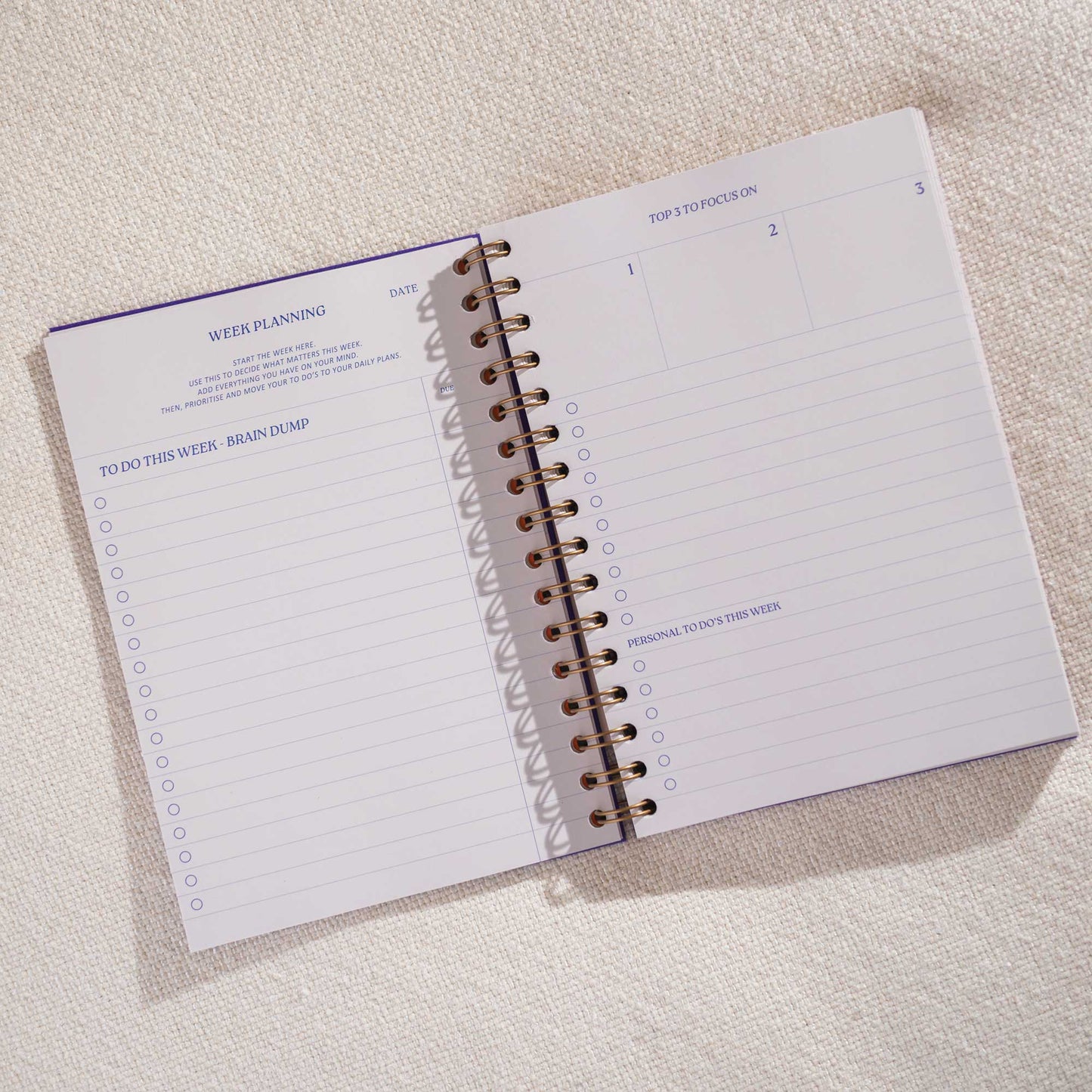 120gsm Recycled Revive paper pages inside the Matcha planner