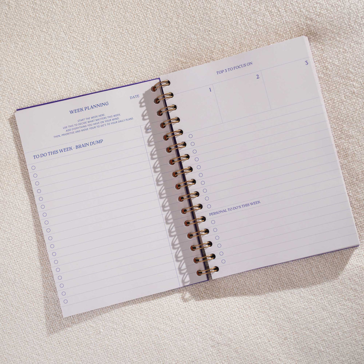 Back cover of the purple hardback daily productivity planner
