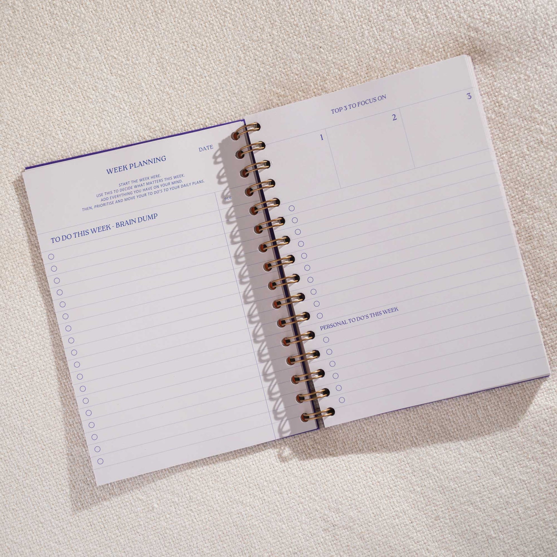 Back cover of the purple hardback daily productivity planner