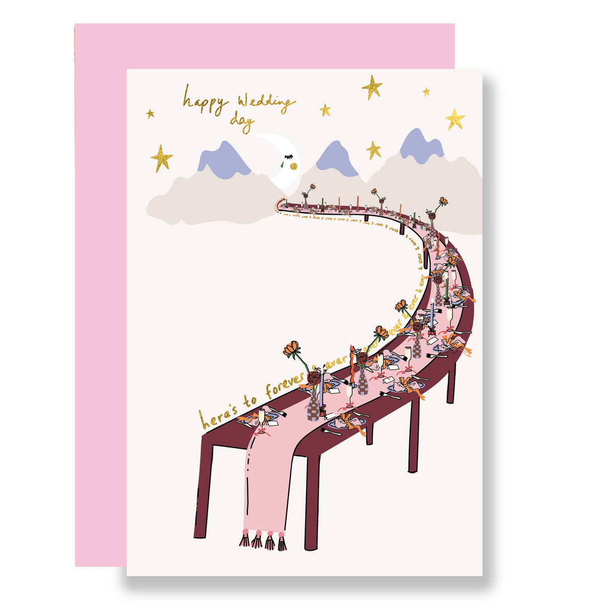 Gold foil wedding day card with forever and ever message