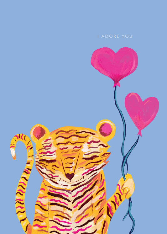 Recycled kraft envelope and tiger greeting card