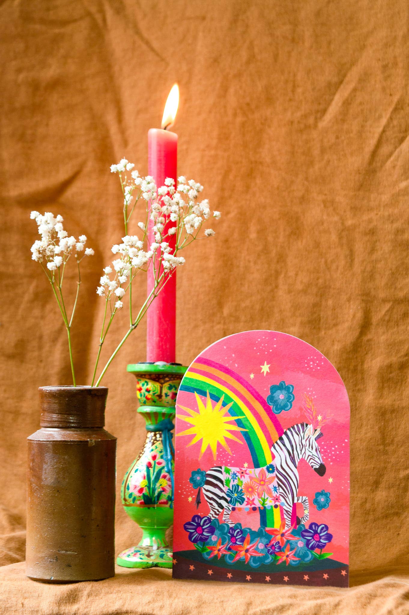 'Zebra and Rainbow Bell Jar' Greetings Car