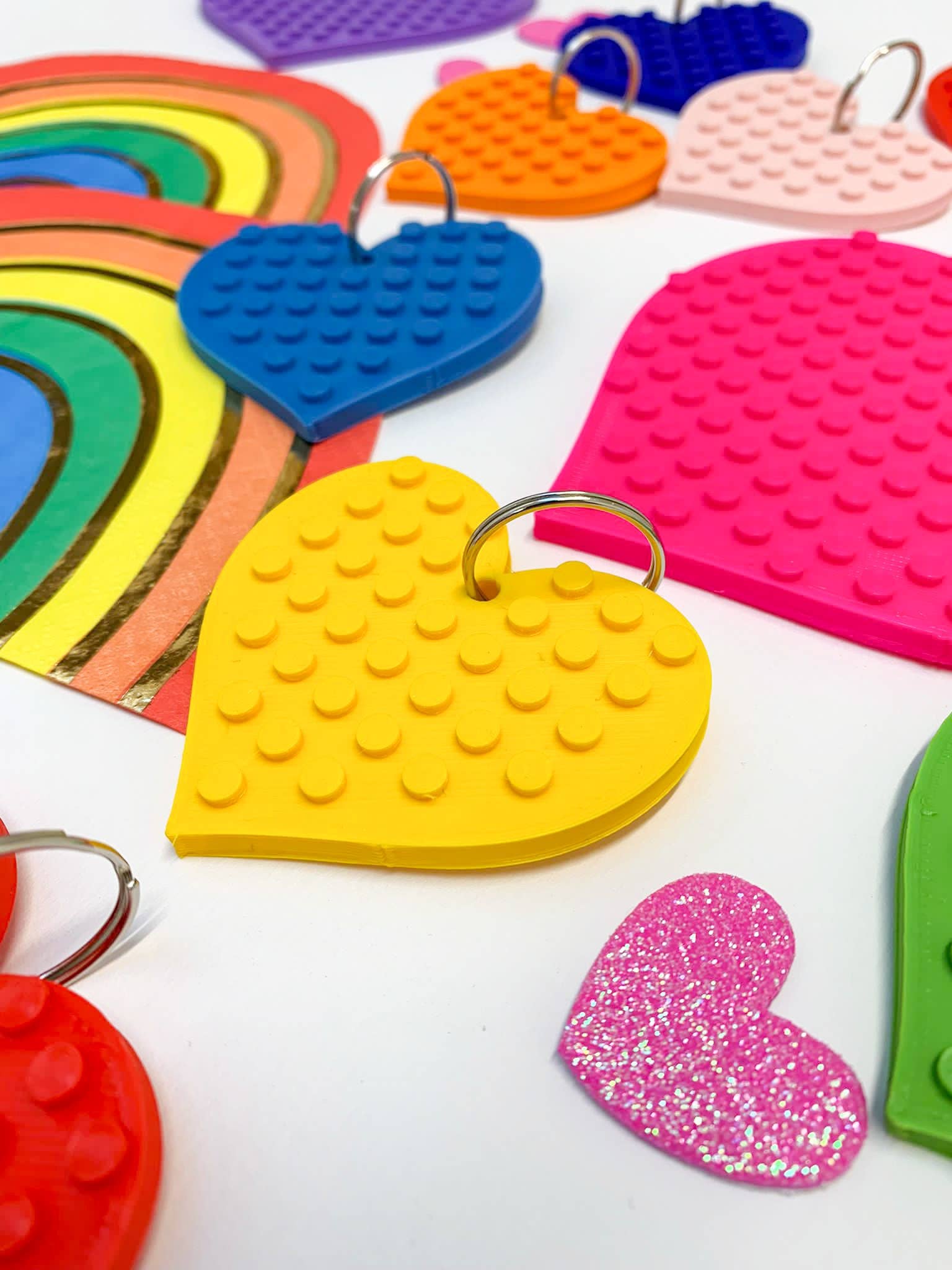 Rainbow assortment of biodegradable heart keyrings – perfect for gifting