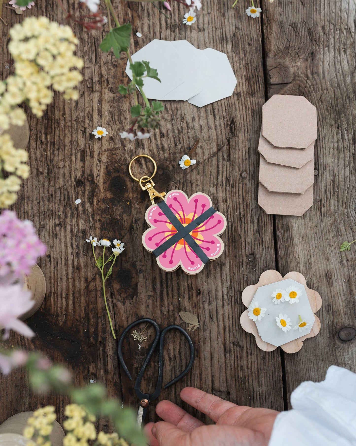 Flower press keyring packaging