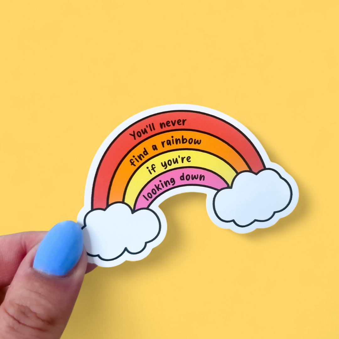 Rainbow quote vinyl sticker with matte finish