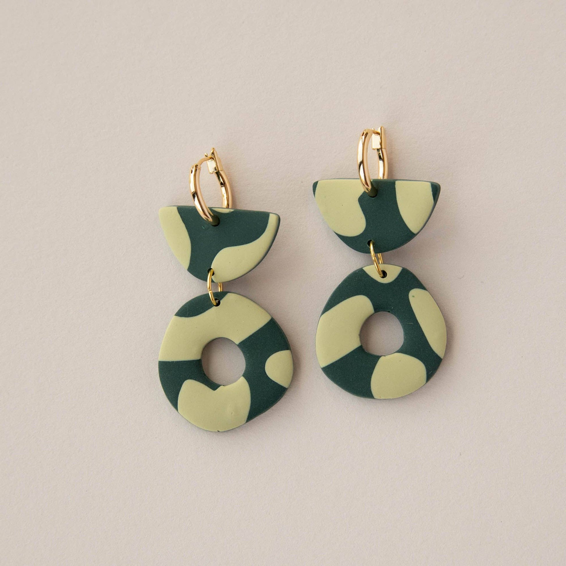 Anna Hoops handmade clay statement earrings in Chocolate and Lilac