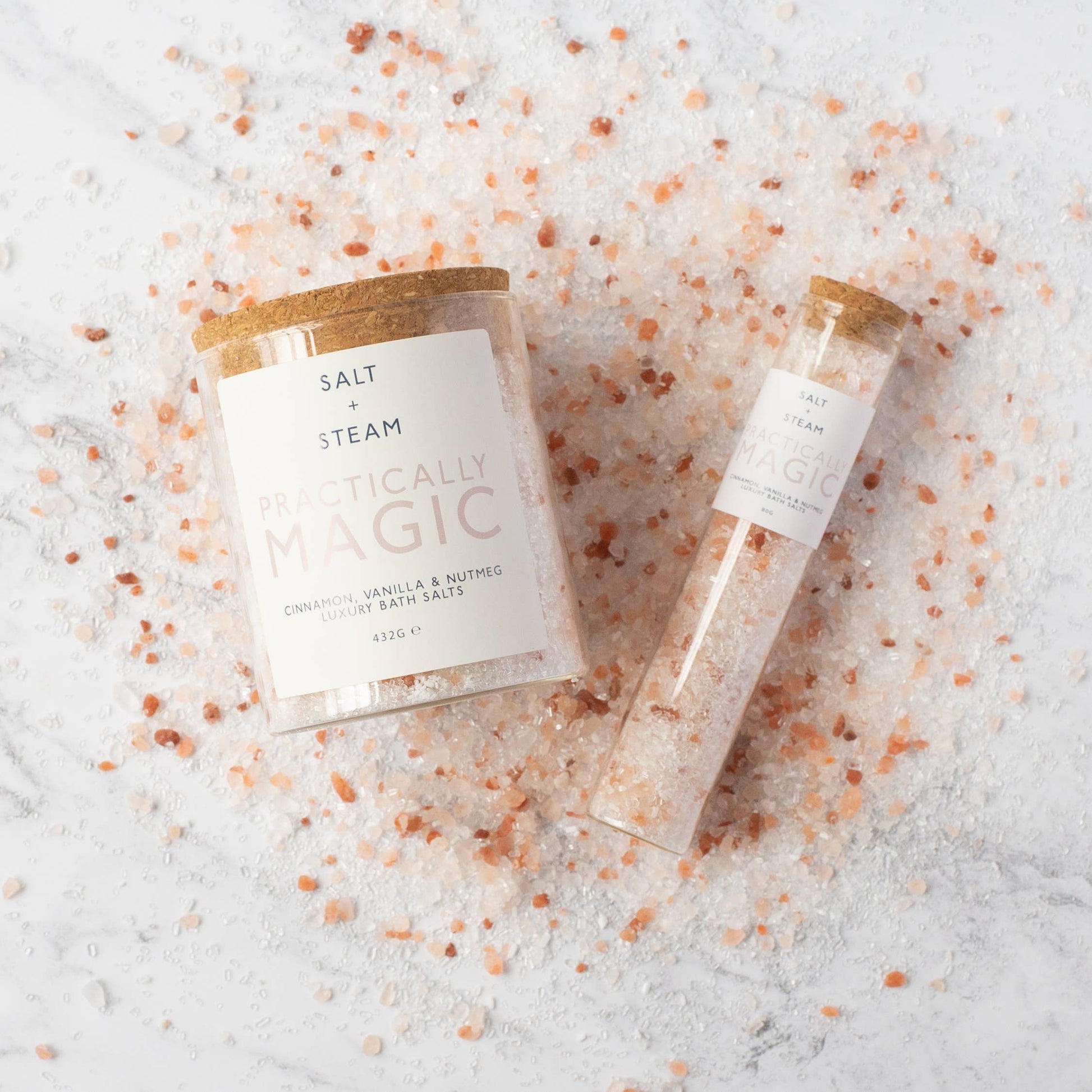 Muscle-soothing, hydrating bath salts in eco-friendly packaging