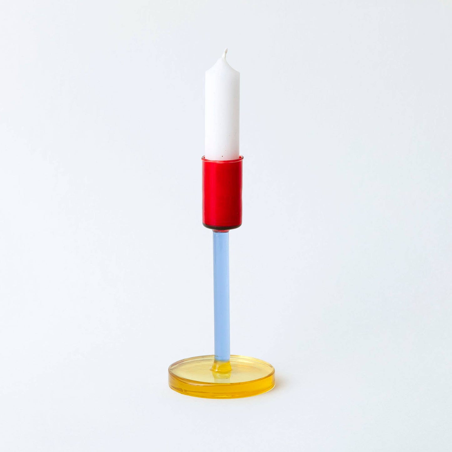 Elegant Tall Dual Colour Borosilicate Glass Candlestick, 150mm