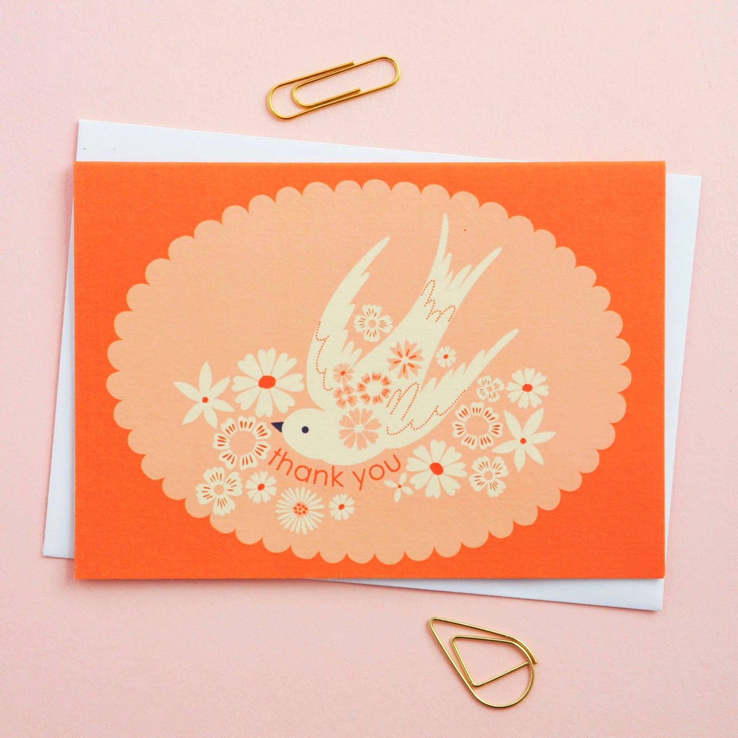 Birds & Borders Thank You Notecard Set, sustainable UK printed stationery