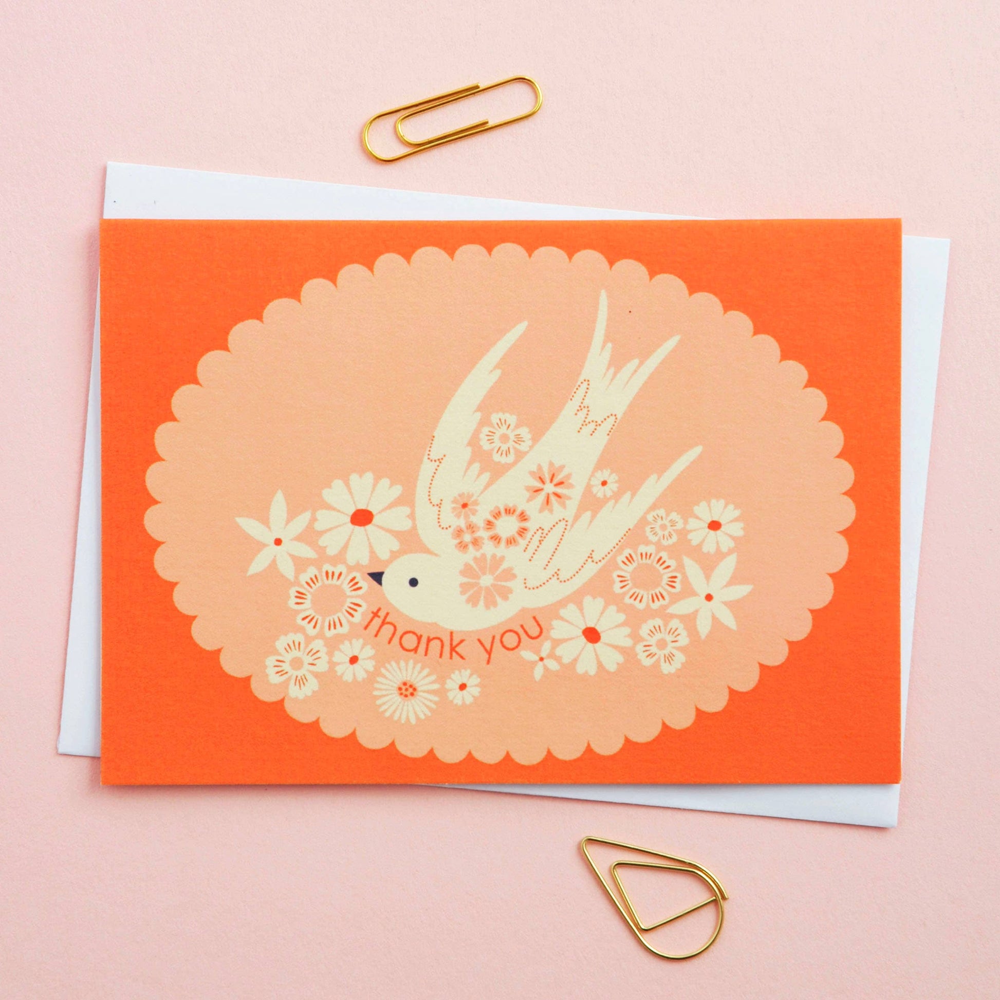 Birds & Borders Thank You Notecard Set, sustainable UK printed stationery