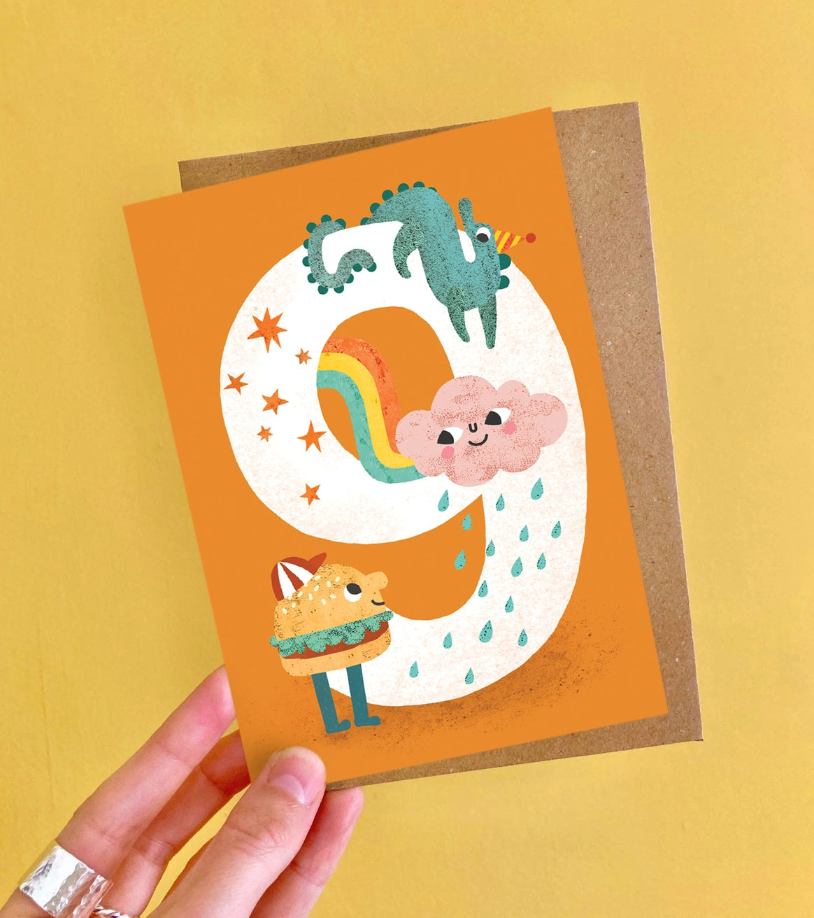 Sustainably sourced kids birthday card with recycled envelope
