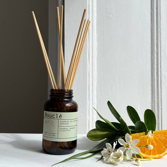 Palmarosa, Bergamot and Eucalyptus natural rattan reed diffuser bottle
