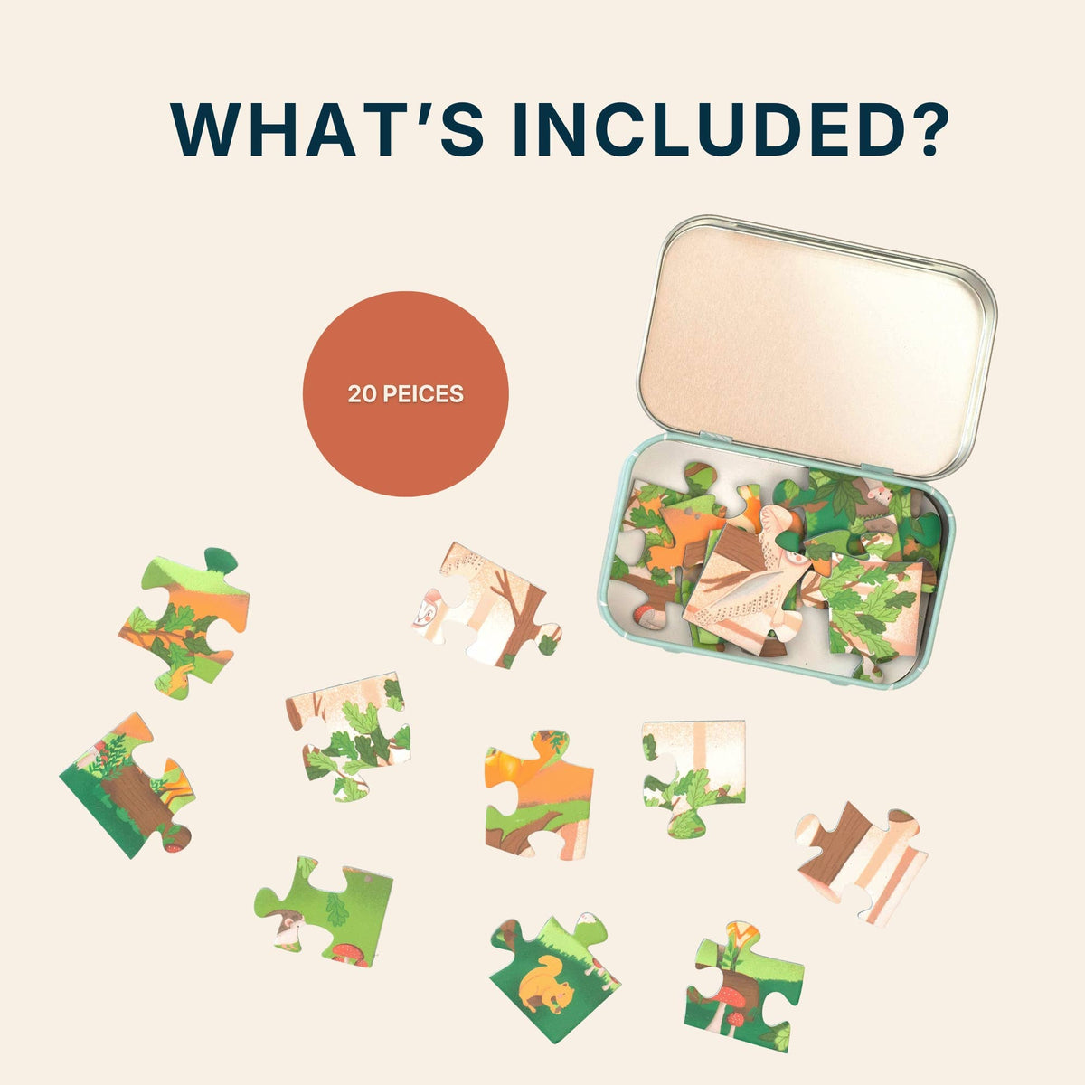 Eco-friendly travel puzzle in a reusable tin