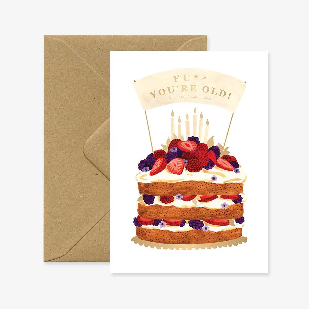 Funny birthday card with Kraft envelope