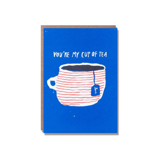 You're My Cup of Tea mini card illustrated by Egg Press, letterpress printed, kraft envelope, size 90mm x 120mm.