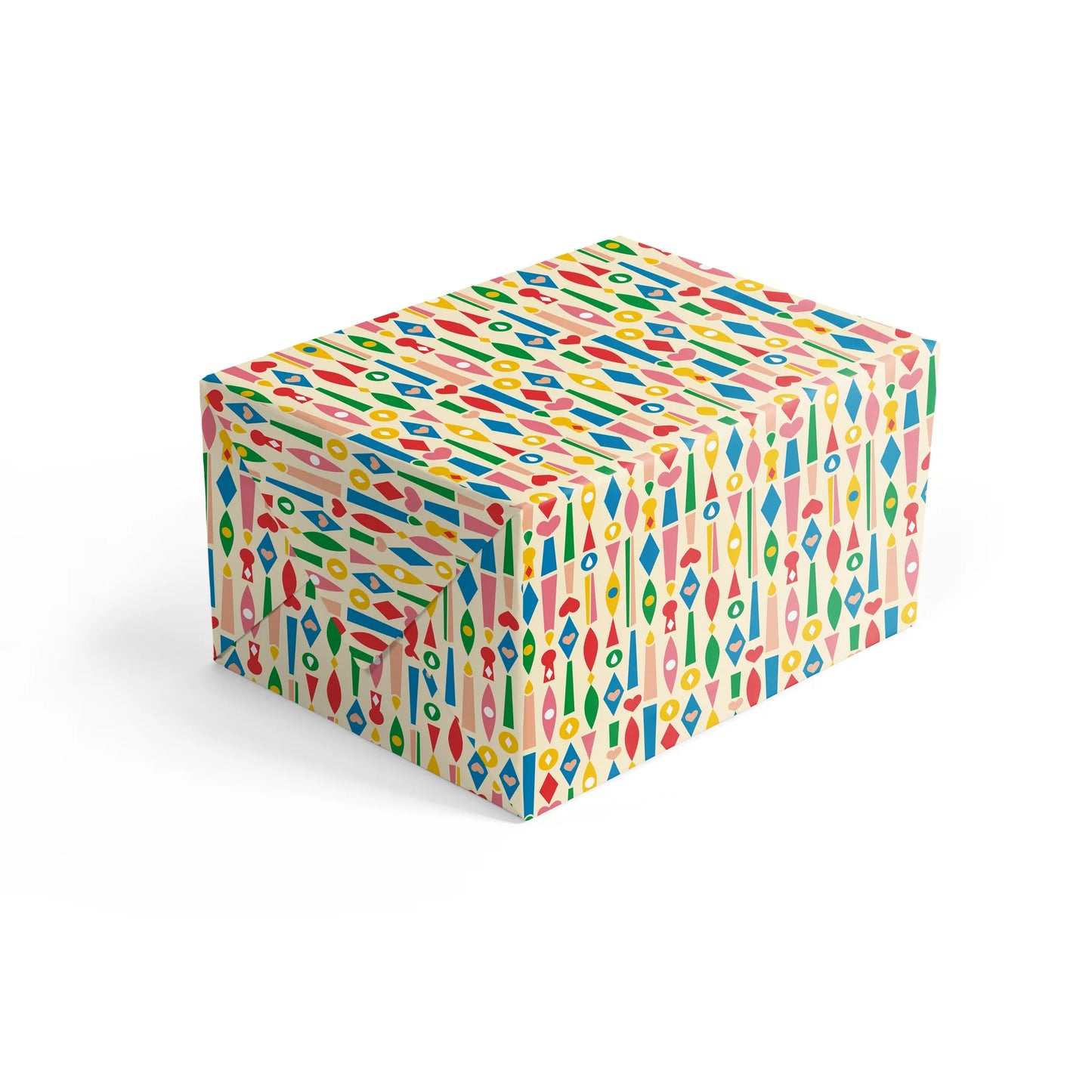 Bureau Alice Ornaments gift wrap sheets on a roll, colourful ornament pattern on 100% recycled white offset paper, 3 sheets, size 50mm x 700mm.