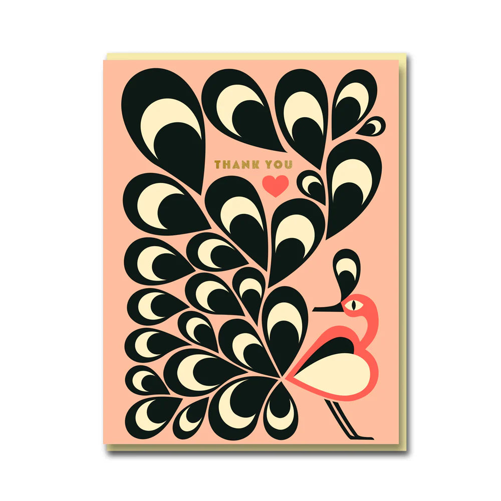 Feather Bird Thank You Greeting Card with Gold Foil Detail