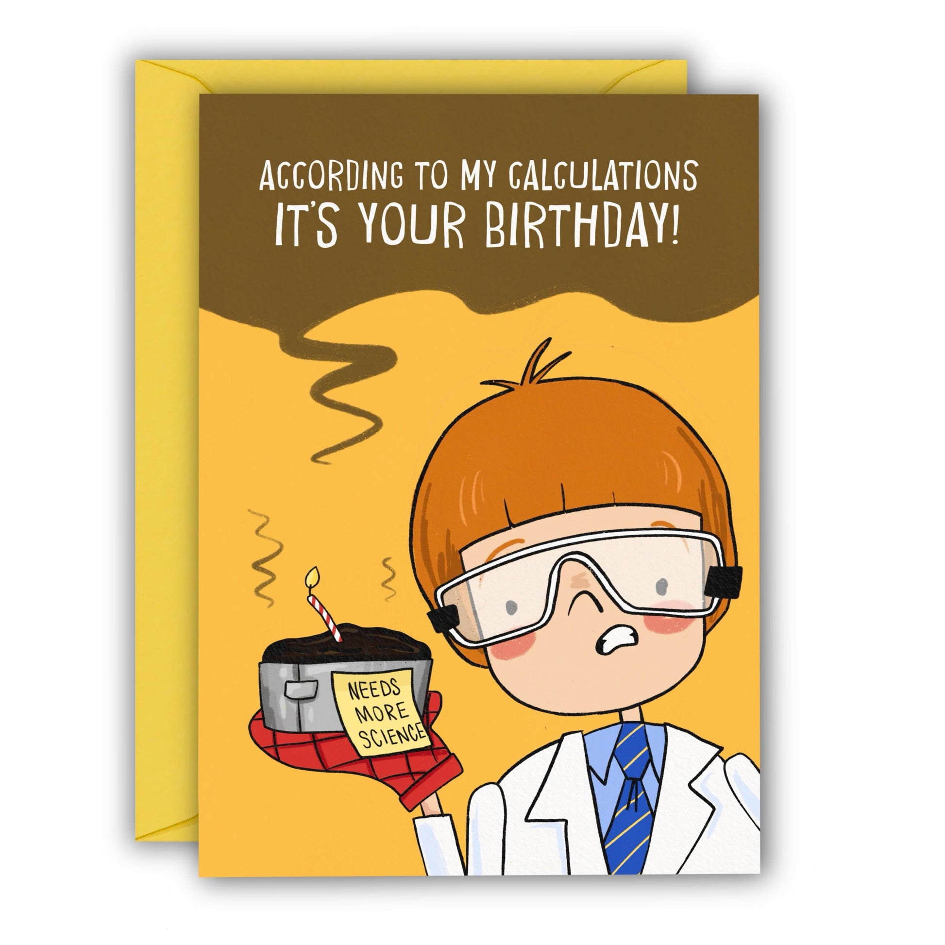 Funny Cake Scientist Birthday Card for Kids