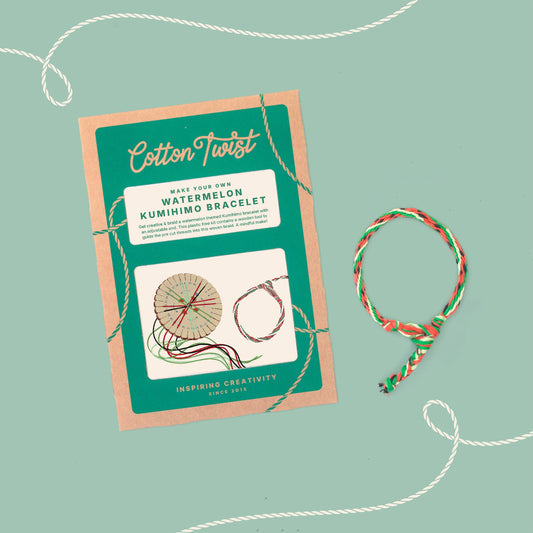 Watermelon Kumihimo DIY Bracelet Craft Kit in recyclable kraft envelope