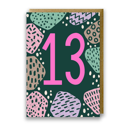 Teen Neon Age 13 Birthday Card