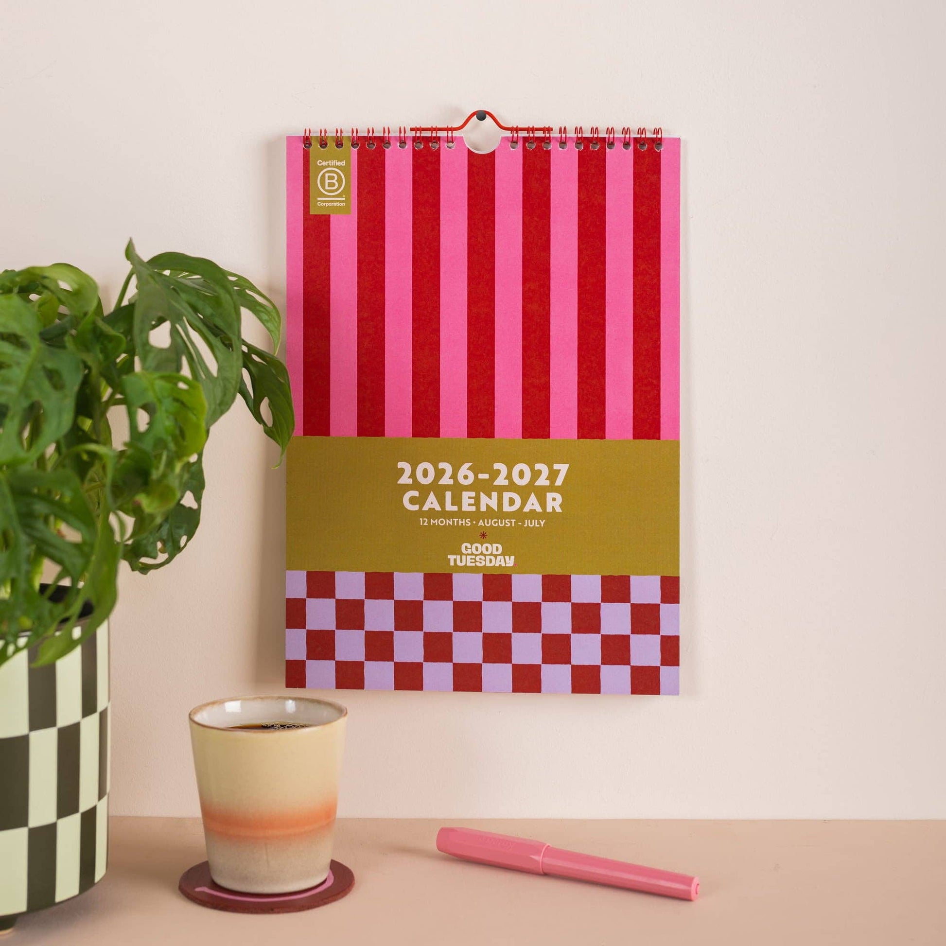 Checks & Stripes A4 Academic Year Calendar 2026-2027 front cover