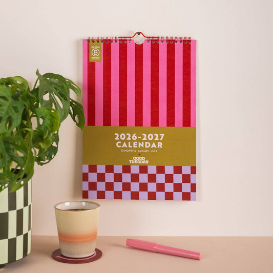 Checks & Stripes A4 Academic Year Calendar 2026-2027 front cover