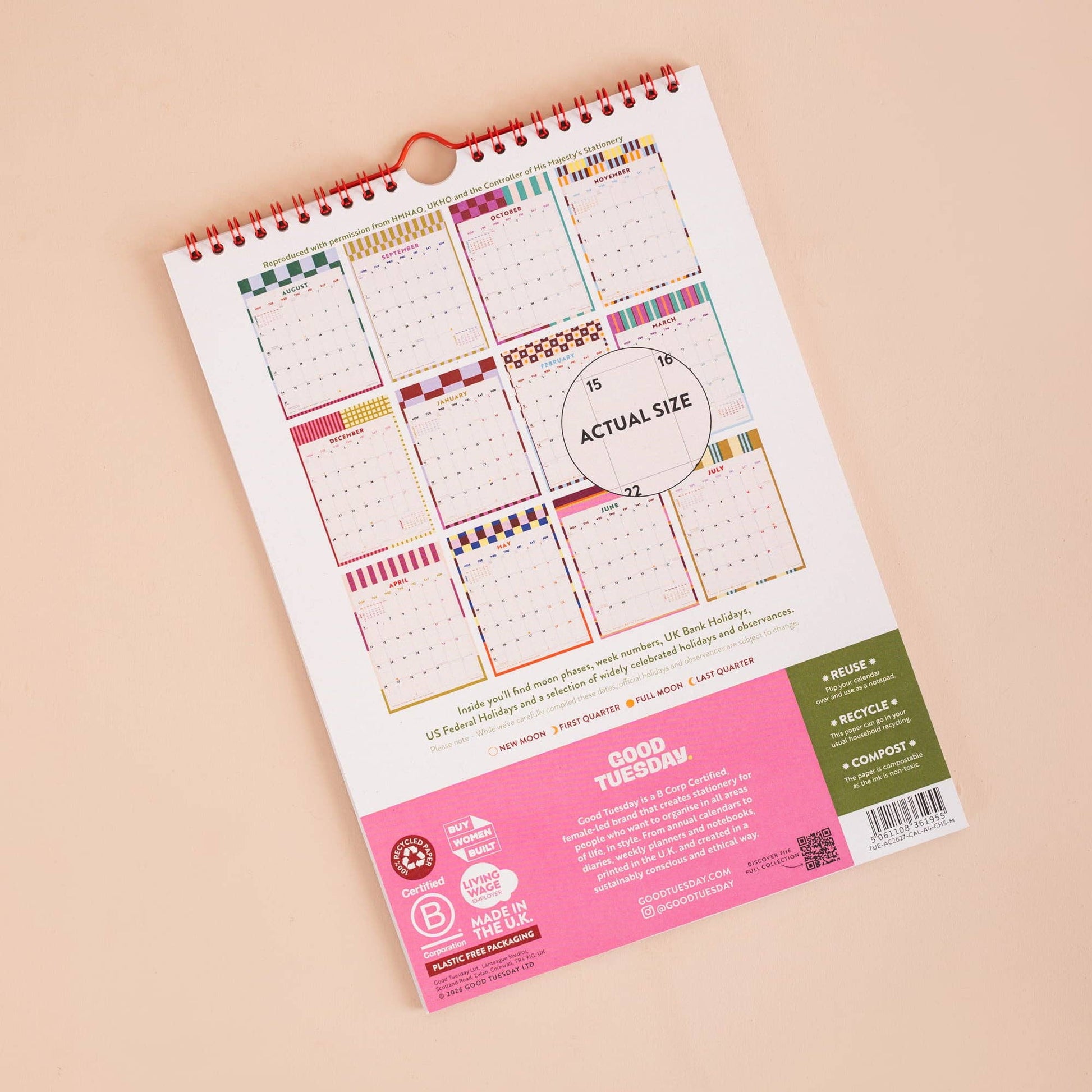 Mediterranean-inspired Checks & Stripes monthly planner grid